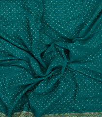 Sea Green Handloom Banarasi Khaddi Georgette Silk Saree With Floral Motifs-BE1790