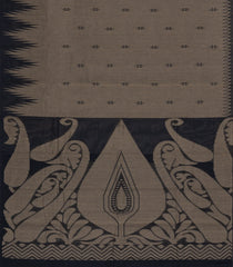 Dark Grey Woven Rasipuram Cotton Saree With Floral Buttas-RA2578