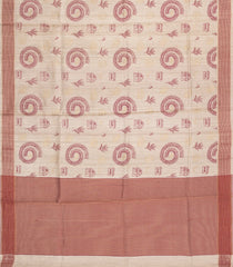 Taupe Printed Tussar Silk Saree With Tribal Motifs-TU3782