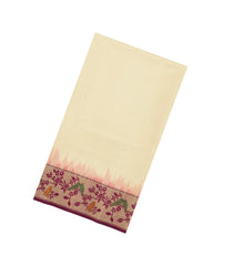 Cream Handloom Soft Silk Saree With Contrast Meena Border-SO4724