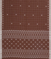 Brown Handloom Bengal Cotton Saree With Checks & Buttas-BG1923-Brown