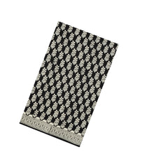 Black Printed Jaipur Cotton Saree With Floral Motifs-JC1509