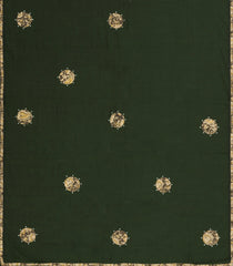 Bottle Green Woven Chirala Cotton Saree With Printed Floral  Motifs-CR1370