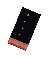 Black Handloom Maheswari Silk Cotton Saree With Buttas-SC4158