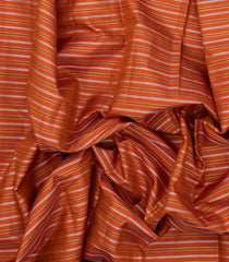 Orange Handloom Korvai Kanchipuram Silk Saree With Gold & Silver Stripes-KA14714