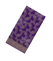 Purple Printed Synthetics Dola Silk Saree With Floral Zari Motifs-BL5249