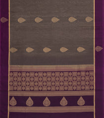 Dark Grey Handloom Silk Cotton Saree With Buttas-SC4520