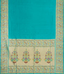 Turquoise Woven Art Dupion Saree With Meena Floral Border-BL5925