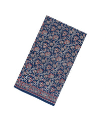 Indigo Printed Jaipur Cotton Saree With Floral Motifs-JC1856