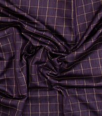 Violet Handloom Dupion Silk Saree With Checks & Printed Pallu-DS0597