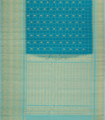 Cyan Handloom Gadwal Silk Saree With Zari Checks & Buttas-GA0306