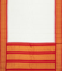 White Handloom Gadwal Cotton Saree With Checks & Contrast Temple Border-GA0315