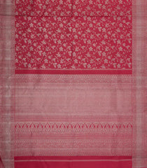 Red Handloom Kanchipuram Silk Saree With Floral Motifs-KA15078