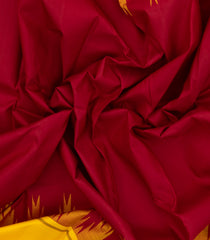 Crimson Handloom Korvai Kanchipuram Silk Saree With Yellow Temple Border-KA14070