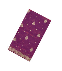 Burgundy Woven Synthetic Blended Tissue Saree With Embroidered Motifs-EN2026