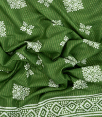 Green Printed Synthetic Dola Saree With Zari Stripes & Border-BL5397