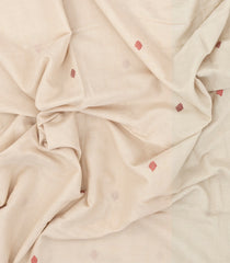 Off White Handwoven Bengal Cotton Saree With Floral Buttas-BG1510