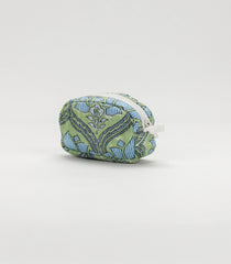 Light Green Cotton Bagru Printed Coin Pouch With Zipper-ACS1067