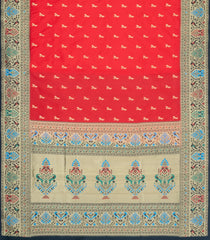 Red Handloom Paithani Silk Saree With Meena Border & Pallu-PA1122