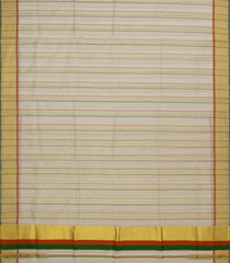 Off White Handloom Kerala Cotton Saree With Meena Stripes-KEC1056