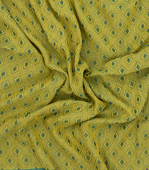 Neon Green Handloom Bengal Cotton Saree With Floral Motifs-BG1626