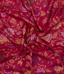 Crimson Handloom Uppada Silk Saree With Meena Floral Zari Motifs-UP0432