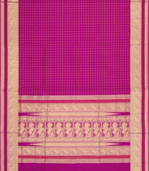 Hot Pink Handloom Silk Cotton Saree With Dotted Checks-SC4333