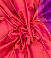 Peach Handloom Kanchipuram Silk Saree With Purple Border-KA13233