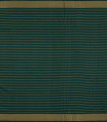 Cream Woven Linen Saree With Checks & Bottle Green Selvage-LI0688