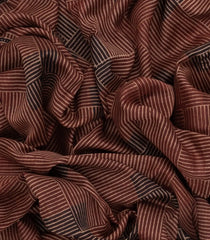 Brown Handloom Chanderi Cotton Saree With Printed Geometric Motifs-CC1215