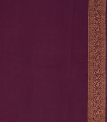 Burgundy Woven Mysore Silk Saree With Floral Vine Motifs & Zari Border-MS3270