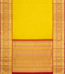 Yellow Handloom Korvai Kanchipuram Silk Saree With Crimson Border-KA16811