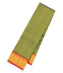 Green Handloom Korvai Kanchipuram Silk Saree With Zari Motifs-KA16165
