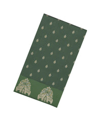 Dark Green Woven Blended Aura Saree With Zari Buttas & Zari Border-BL5799