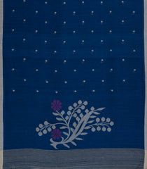 Navy Blue Woven Bengal Cotton Saree With Diamond Motifs-BG1813