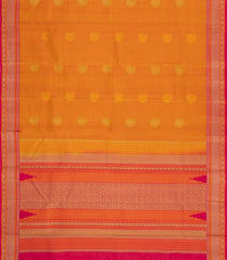 Mustard Handloom Kanchipuram Silk Saree With Thread Work Border-KA15166