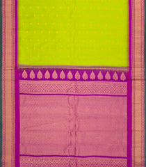 Light Green Handloom Gadwal Silk Saree With Buttas & Contrast Temple Border-GA0300