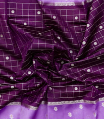 Magenta Woven Banarasi Poona Silk Saree With Checks & Buttas-BP1048