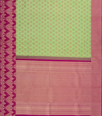 Light Green Handloom Kanchipuram Silk Saree With Meena Floral Motifs-KA14745