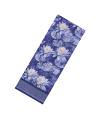 Violet Printed Synthetic Linen Saree With Floral Motifs-SY0193