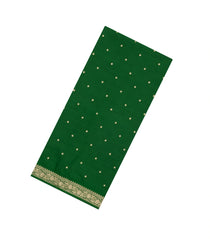 Green Woven Blended Satin Saree With Floral Zari Buttas-BL5999