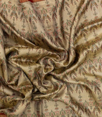 Gold Handloom Tissue Kanchipuram Silk Saree With Meena Motifs & Contrast Border-KA13991