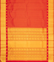 Red Handloom Kanchipuram Silk Saree With Zari Stripes & Motifs-KA16161