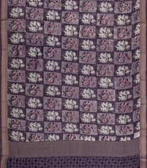 Lilac Printed Chanderi Cotton Saree With Zari Border-CC1539
