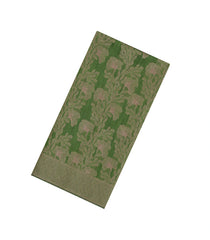 Green Woven Art Linen Saree With Floral Motifs-BL5646