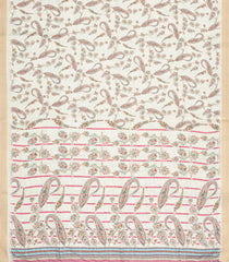 Cream Printed Synthetic Kotha Silk Saree With Zari Border-SY0042