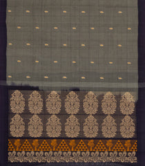 Dark Grey Woven Rasipuram Cotton Sari With Buttas-RA2614