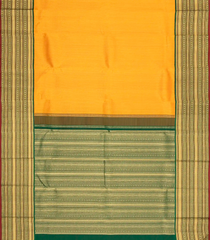 Yellow Handloom Korvai Kanchipuram Silk Saree With Dotted Stripes-KA15301