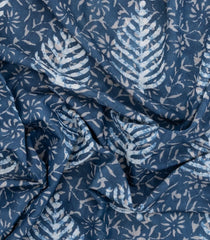 Grey Printed Jaipur Cotton Saree With Floral Motifs-JC1537