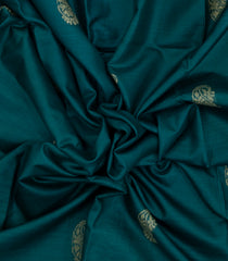 Teal Woven Tussar Silk Saree With Mango Motifs & Zari Border-TU3525